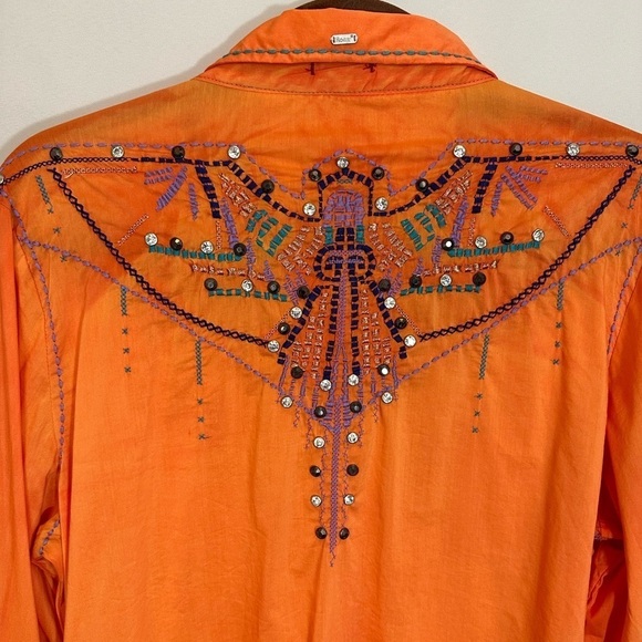 Destined To ROAR Button Up Shirt Rhinestone Pearl Snap Button XL Western Cowgirl - Picture 8 of 16